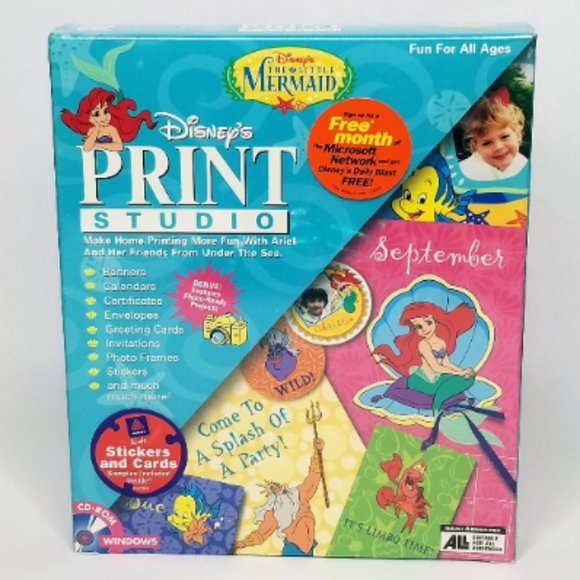 Vintage Disney's Print Studio The Little Mermaid PC CD-ROM - Picture 1 of 4